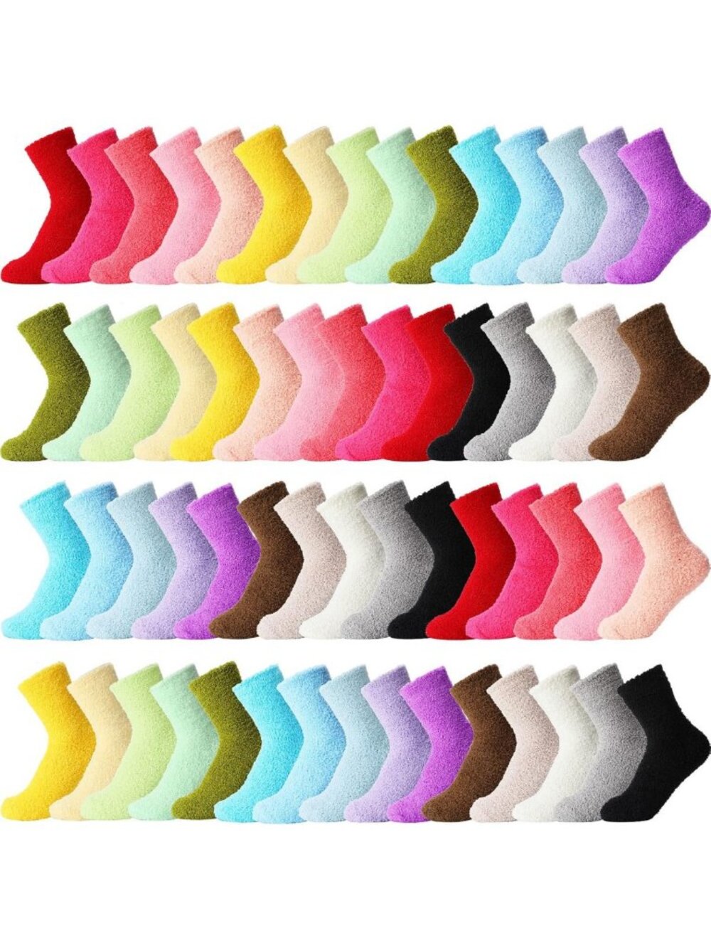 Cozy 60 Pairs Women's Fuzzy Socks Set - Soft, Warm, and Colorful Styles